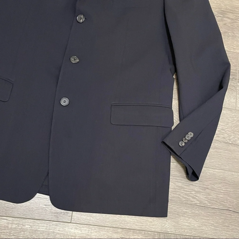 Hugo Boss Albo/Hago Mens 3 Button Front Blazer jacket Sz 44R Navy Blue Wool.
